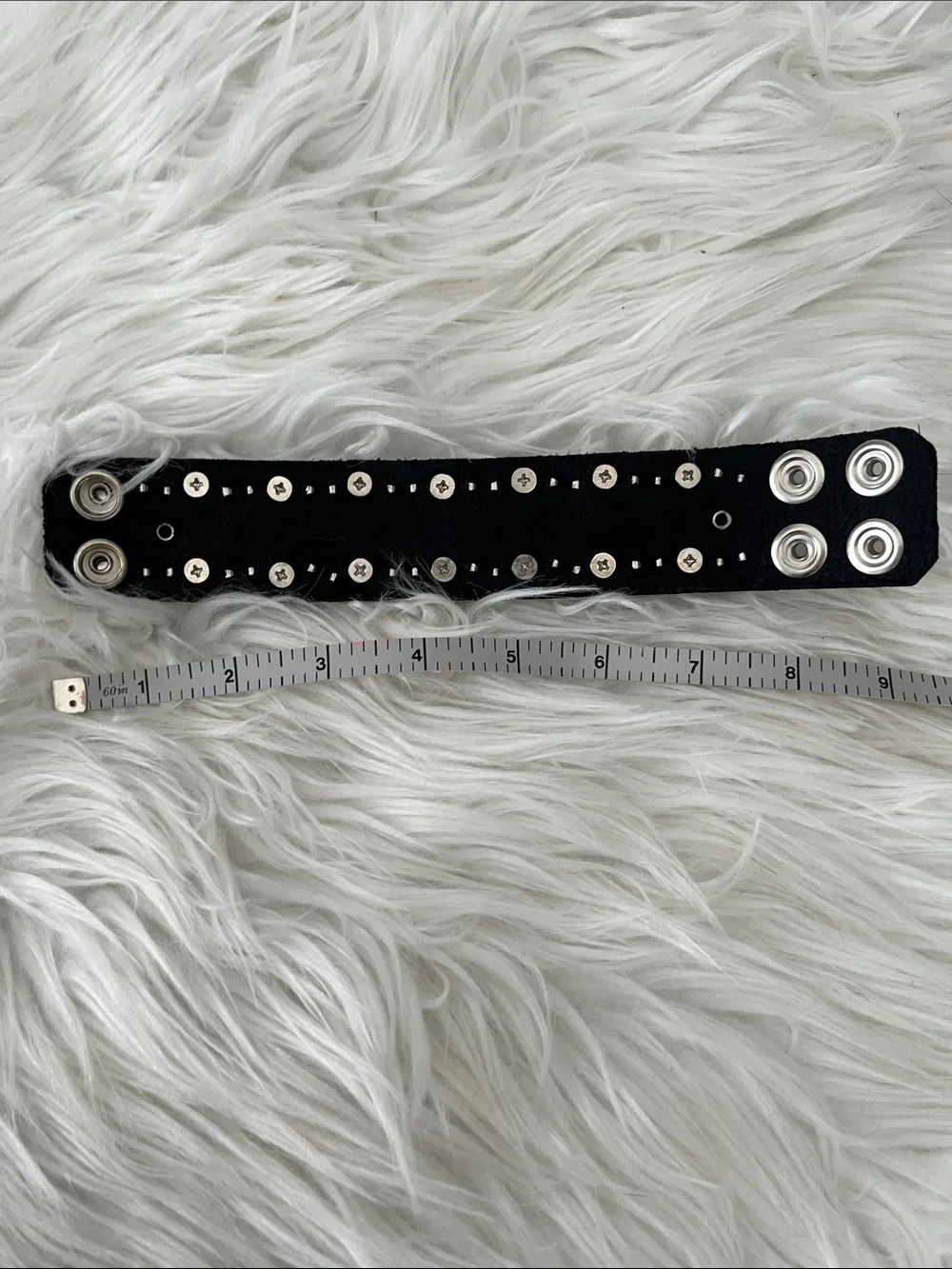 Black Studded Spike Chain Leather Bracelet - Unbranded